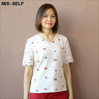 MIX-SELF เสื้อเบลาส์ผ้าลูกไม้มีลายปัก รุ่น IB7262A