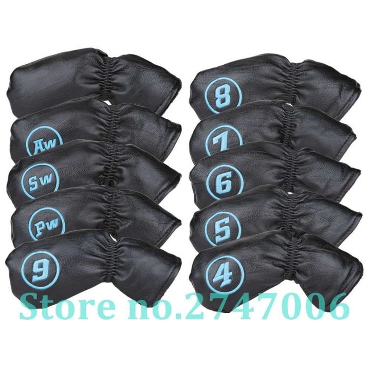 10ชิ้น-เซ็ตกอล์ฟคลับหัวเหล็กครอบคลุมหนังนิ่มเหล็กheadcovers-4-9-pw-aw-swว่างเปล่า