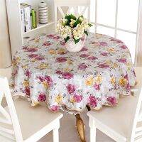 PEVA Printed Table Cloth Waterproof Oilproof Backside Ati-slip Flannel Round Tablecloth Table Cover For Home Restaurant