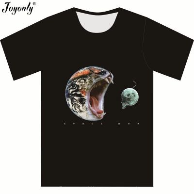 Joyonly New 2018 Children Funny 3d T-shirt For Boy Girls Space War Earth Cat Eat Cat Mouse Moon Cartoon T shirts Kids Tees Tops