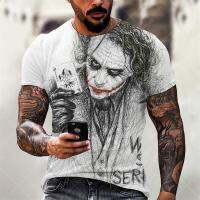 Mens Summer Street 3D T-shirt Printed Top Fashion Short Sleeve Top Evil Mask Extra Large Joker Pattern Mens T-shirt