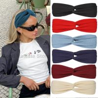 【YF】 Women Solid Color Knitted Hair Bands Yoga Headband Fashion Turban Makeup Scarf Elastic Cross Headwrap Accessories