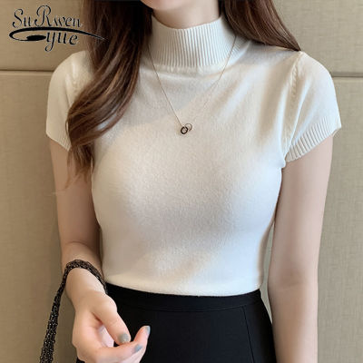 Casual Women Clothing Korean Knitted Women Top Blusas Mujer De Moda Spring Summer New Solid Slim Turtleneck Blouse Blusas 8622