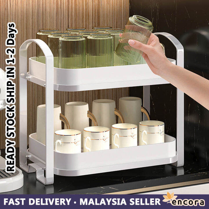 Encora Double Layer Rack Detachable Cup Holder Rak Dapur Mini Tableware