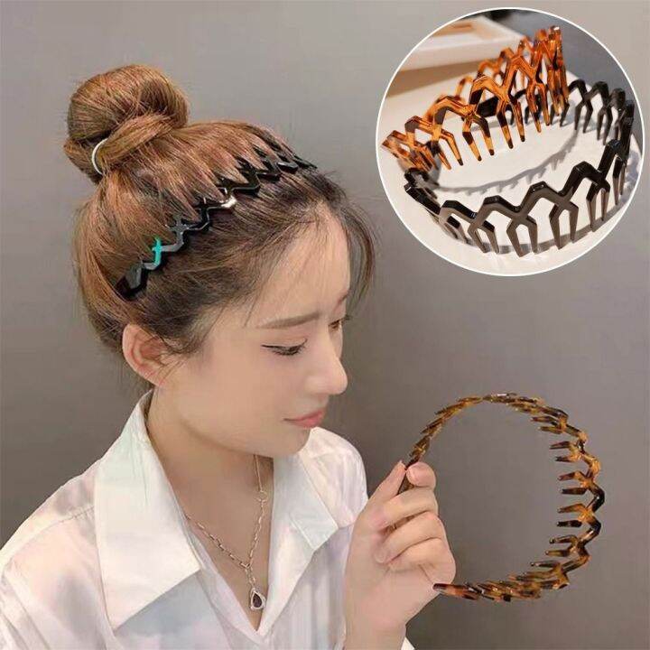 ident-4pcs-พลาสติกทำจากพลาสติก-ที่คาดผมซิกแซก-ที่คาดผมแต่งหน้า-หวีผมหวี-ยางรัดผม-ทนทานต่อการใช้งาน-ด้านกว้าง-แถบคาดศีรษะ-เครื่องสำอางสำหรับแต่งหน้า
