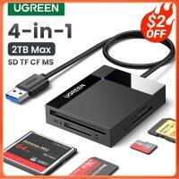 UGREEN Pembaca Kartu 4-In-1 USB 3.0/USB-C SD Mikro SD TF CF MS Adaptor Kartu Flash Kompak untuk Laptop PC Pembaca Kartu Pintar Multi OTG