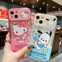 【สำหรับ iPhone】เคสโทรศัพท์การ์ตูนลูกแมวและลูกสุนัขสีสันสดใสพร้อมกระจกแต่งหน้า for iPhone 14 13 ProMax/12 ProMax/11 Pro/XS Max/XR/X/8/7 Plus