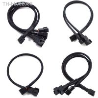 ₪ 4 Pin Pwm Fan Cable 1 To 2/3/4 Ways Splitter Black Sleeved 27cm Extension Cable Connector PWM Extension Cables