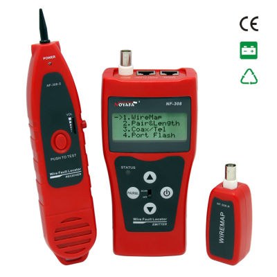 keykits- NOYAFA Multi-functional LCD Network Cable Tester High Precision Line Finder Coaxial Line Tester RJ11 RJ45 Wire Length Finder with 1 Remote Adapter