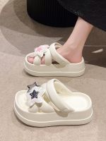 ✌✣✻ Sponge cake thick-soled sandals and slippers womens summer wear 2023 new design sense niche non-slip heightened beach two-wear sandals