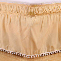 POM-POM-BedSkirt Knot Tassle Wrap Around Elastic Bed Shirts Without Bed Surface Bed Skirts TwinFullQueenKing Home Ho Use