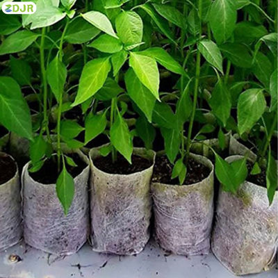 ZDJR ถุงผ้าปลูกผัก100ชิ้นสำหรับทำสวนถุงผ้ากระเป๋าปลูกต้นไม้หนักสำหรับทำสวนถุงเมล็ดพืช