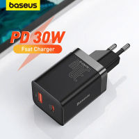 Baseus PD Charger 30W USB Type C Fast Charger QC3.0 USB C Quick Charge 3.0 Dual Port Phone Charge สำหรับ 14 13 X Xs