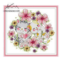 ลายแมวน้อยสองตัว11CT 14CT ร้าน CrossDecor ลายชุดปักครอสติชที่สมบูรณ์สัตว์ที่แม่นยำผ้า DIY ทำมือพิมพ์ลาย Aida ปักงานเย็บปักถักร้อยชุด DMC ที่สมบูรณ์ตกแต่งห้องบ้าน