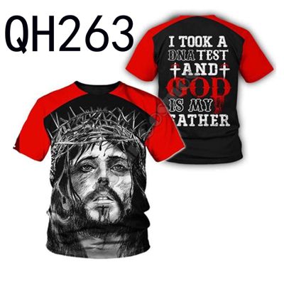 Reversible Jesus pattern T-shirt, summer mens same 3D short sleeve shirt, breathable