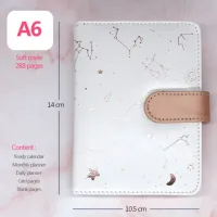 2021 Soft Leather Notebook Planner Starry Sky Pattern A6 Small Diary FullyearPT