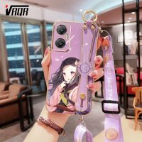 เคสโทรศัพท์ VRQR สำหรับ Infinix Hot 20 5G X666 X666B Hot 30i Hot 30 Play X6831 X669 Tecno Spark 10 Pro Spark 10 10C KI5q KI5k KI7 อะนิเมะเด็กผู้หญิงน่ารักลายน่ารักกรอบซิลิโคนนิ่มชุบหรูหราพร้อมเชือกยาว