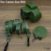 กระเป๋ากล้องเคสหนังสำหรับ Canon Eos R50ไมโครกล้องไมโครหุ้มหนังหุ้มฝาครอบป้องกันรูฐานเปลี่ยนแบตเตอรี่