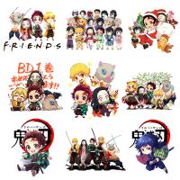 Anime Demon Slayer Patches for Clothes Washable Heat Transfer Thermal Stickers DIY Kids Tshirt Iron on for Women Cute Appliqued Haberdashery