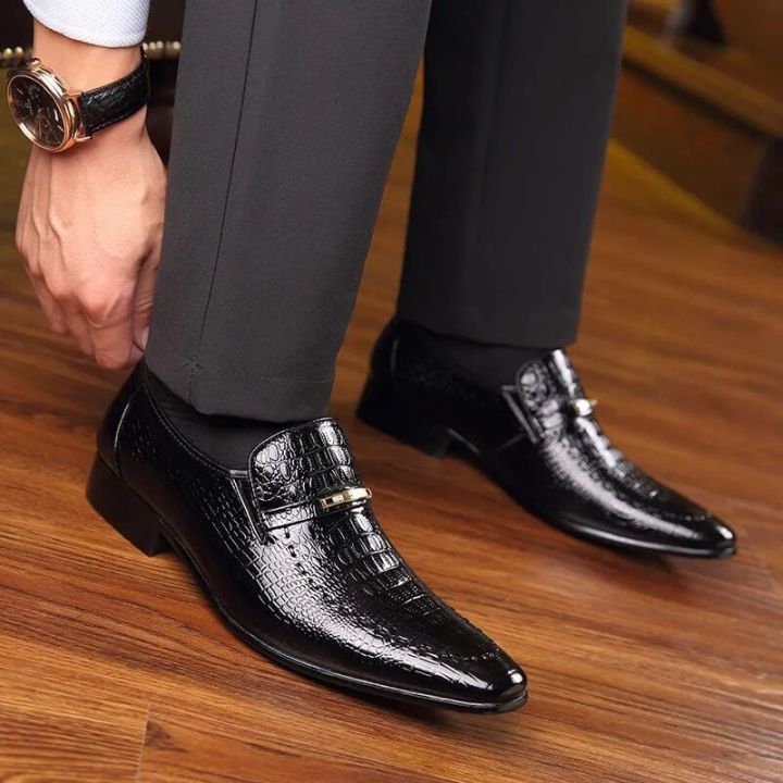 รองเท้าหนังส้นเตี้ย-pu-ผู้ชายชายสุดหรู-นักธุรกิจผู้ชายชั้นนำลำลองรองเท้าออกงานรองเท้าส้นสูงผู้หญิง