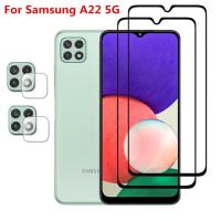 （ ATV ）กระจกนิรภัยสำหรับ SamsungA22 5G หน้าจอกระจกฟิล์มด้านหน้า9D ป้องกันรอยขีดข่วนเลนส์ฟิล์ม ForA22 5GSoft ฟิล์ม