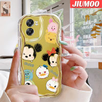 เคส JIUMOO สำหรับ OPPO A57 2022 A77 2022 A77E A57s A77S เคสการ์ตูนมิกกี้น่ารักลายเนื้อครีมขอบคลื่นฝาครอบป้องกันง่ายโปร่งใสลายกล้องถ่ายรูปสร้างสรรค์