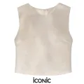 [EXCLUSIVE] iCONiC CREAM WORKING TOP #2831 เสื้อแขนกุด ผ้าไหม สีครีม อก34" ยาว18.5" เอว32" เสื้อผญ เสื้อแฟชั่น เสื้อไฮโซ เสื้อผ้าไหม เสื้อพิมพ์ลาย. 