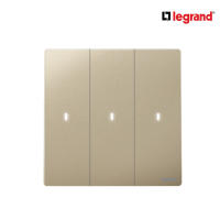 Legrand สวิตช์สองทาง 3 ช่อง สีแชมเปญ มีไฟ LED 3G 2Ways 16AX Illuminated Switch รุ่นมาเรียเซนต์ | Mallia Senses | Champaigne | 281015CH | บิทิสมาร์ท  | BTiSmart