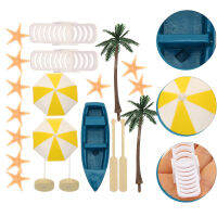 WINOMO 17PCS Beach Miniature Decoration Mini Chair Umbrella ของเล่นขนาดเล็กของเล่นสวนขนาดเล็ก