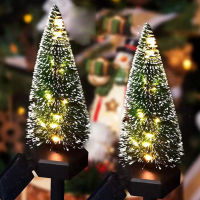 LED Solar Mini Artificial Flocking Snowflake Christmas Tree Light Night Light Outdoor Garden Landscape Lawn Path Plug-In Decor