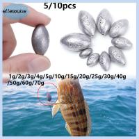 ELLENOUISE 5/10Pcs คุณภาพสูง น้ำหนัก Line Sinkers ตกปลาตะกั่วตก Sinker รูปมะกอก ขั้วต่อตะขอ