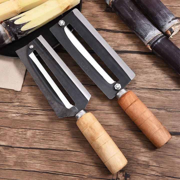 wood-handle-stainless-steel-sugarcane-knife-pineapple-cutter-multifunctional-peeler-fruit-peeler-graters-peelers-slicers