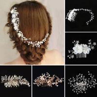 Fzbm Elegant Pearl Crystal Headband Party Barrettes Bridal Rhinestone Hair Clip Wedding Jewelry Elegant Charming Exquisite