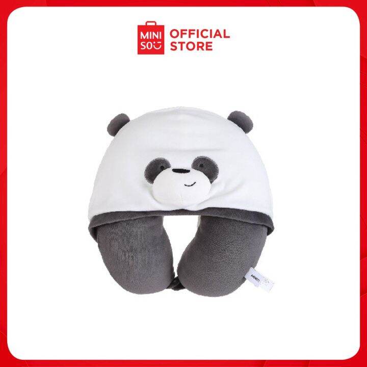 HOT HEP37 Miniso We Bare Bear U Shaped Neck Pillow With Hood For Travel