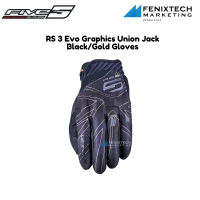 Five RS3 Evo ถุงมือแจ็คยูเนี่ยน ลายกราฟิก สีดํา ทอง xs