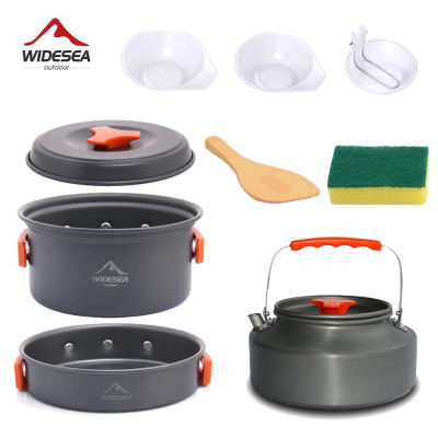 Widesea Camping Tableware Outdoor Cookware Set Pots Tourist Dishes Bowler Kitchen Equipment Gear Utensils Hiking Picnic Travel