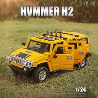 Hummer โมเดลรถโลหะผสม H2รถของเล่นโลหะหล่อจากโลหะแบบจำลองแบบจำลองสูงชุดสะสมไฟเสียง Kado Ulang Tahun สวยงามสำหรับเด็ก