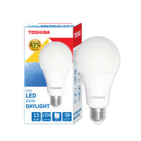 TOSHIBA หลอด LED BULB 15 วัตต์ E27 DAYLIGHT , WARMWHITE ลูเมนสูง ระบบกันฟ้าผ่า ปกป้องสายตาจากแสงสีฟ้า รับประกันสินค้า 1 ปี มี มอก