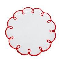 Ins Creative Retro Red Border Flower 9 Inch Disc Ceramic Plate Cake Dessert Plate Fruit Ornament Plate Simple