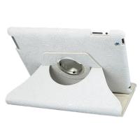 360 Degrees Rotating Stand Stylish Embossed Flowers Case for iPad 3/2 with Stylus, Supports Smart Cover Wake/Sleep-White