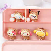 5ชิ้นอะนิเมะตัวเลขรุ่นชุด Sanrio Cinnamoroll Melody Pachacco Pom Pom Purin Kuromi มินิตุ๊กตาสูทของสะสมของเล่นสำหรับของขวัญ