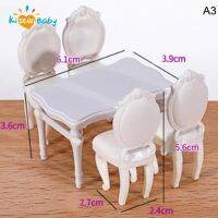 1/20 Dollhouse Miniature Wooden White Dining Table Chair Set Doll House Kitchen Furniture Accessories Toy