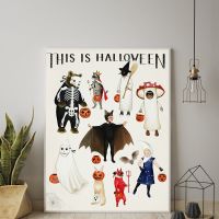 Spooky Halloween Trick Or Treat ภาพวาดผ้าใบ Farmhouse ป้ายงานศิลปะโปสเตอร์และพิมพ์ภาพผนังศิลปะสำหรับตกแต่งห้องนั่งเล่น