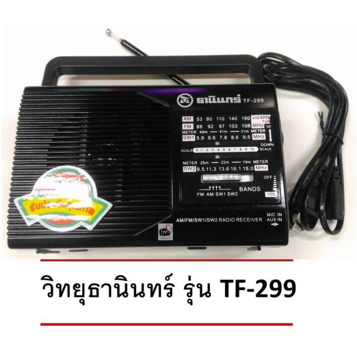 ftee78-ฟรีสายไฟพร้อมใช้งานทันที-ของแท้-วิทยุธานินทร์ขนาดพกพา-tf-299-ฟัง-fm-am-sw-ได้-รับประกัน-ใช้ง่าย-สะดวกพกพา-เสียงดี-ไม่มีแตก-ใช้ถ่านก็ได้