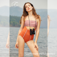 [Coralist Swimwear]ชุดว่ายน้ำวันพีซสายเปีย  รุ่น Lula สีชมพูส้ม (Pink blush/Tangerine) (CREX202)