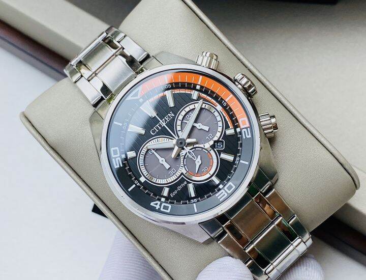 Đồng hồ Nam chính hãng Citizen Chronograph CA4330-57E Eco-Drive Size 43,6  kim,Lịch ngày-Năng lượng ánh sáng-Dây kim loại thép cao cấp 