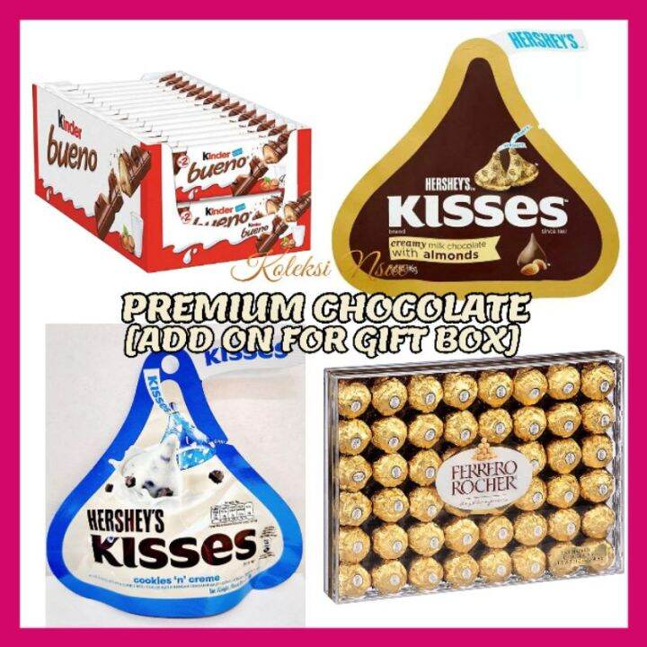 [ADD ON GIFT BOX] FERRERO ROCHER 3PCS HERSHEYS KISSES 36GM KINDER