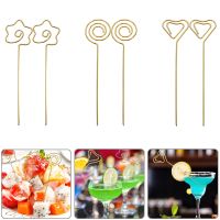 2PCS Heart/Round/Stars Reusable Stainless Steel Fruits Toothpicks Metal Cocktail Picks Skewers Garnish Picks Table Decor