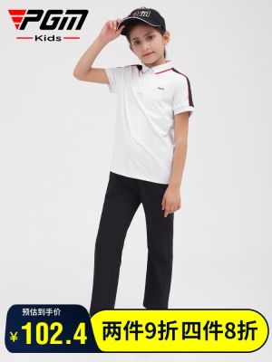 Titleist Taylormadeopasure Wayuniqlo ญี่ปุ่นเกาหลีใต้กางเกงเล่นกอล์ฟเด็กใหม่ PGM ฤดูร้อนเด็กผู้หญิงเสื้อยืดท็อปแบบตัวสั้นแขนสั้นชุดสูทเสื้อผ้าเยาวชน