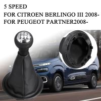 Special Offers 5 Speed Gear Shift Knob+Gaiter For Citroen Berlingo III For Peugeot Partner 2008-2021 PU Leather Car Interior Accessories